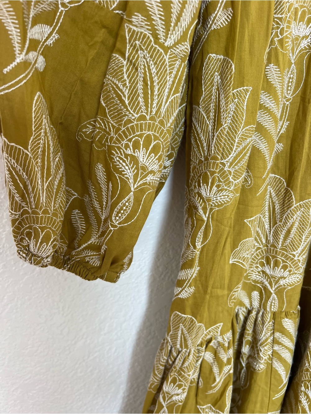 Embroidered Spartina 449 Dress Mustard Chartreuse Yellow Floral Midi Maxi XXL - Picture 7 of 14